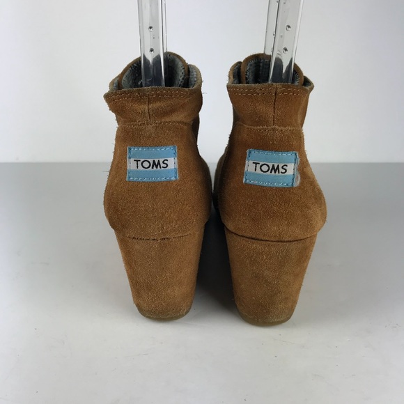 TOMS tan brown suede lace up wedge bootie, 10 - Picture 6 of 8
